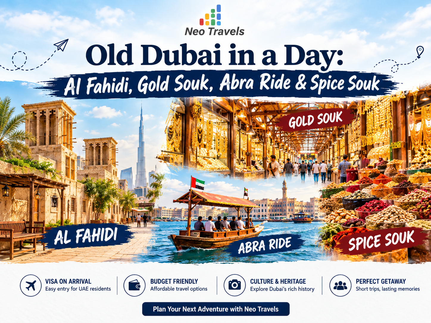 Old Dubai in a Day: Al Fahidi, Gold Souk, Abra Ride & Spice Souk
