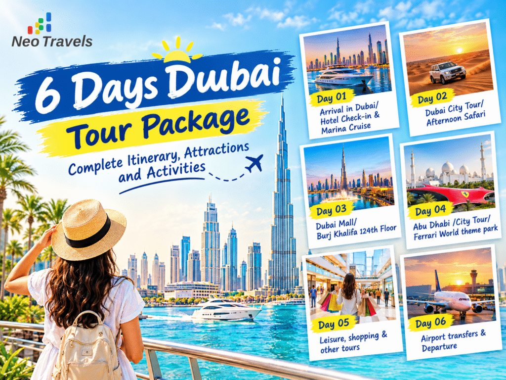 6 days Dubai tour package featuring top attractions and activities in Dubai
